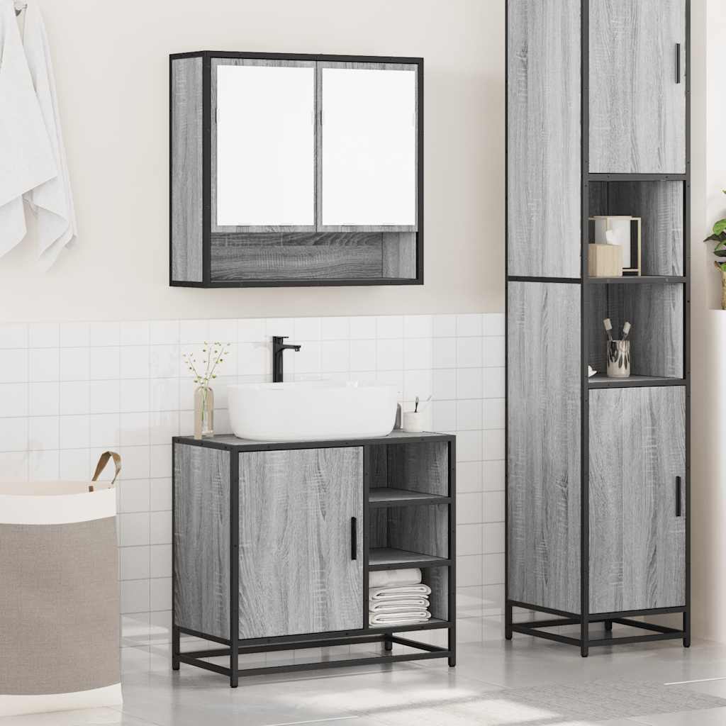 Set Mobili da Bagno 2 pz Grigio Sonoma in Legno Multistrato 3300938