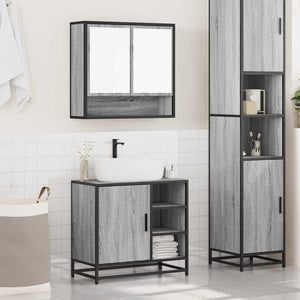 Set Mobili da Bagno 2 pz Grigio Sonoma in Legno Multistrato 3300938