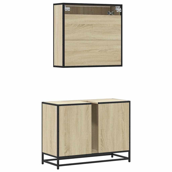 vidaXL Set Mobili da Bagno 2 pz Rovere Sonoma in Legno Multistrato