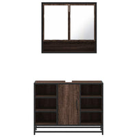 Set Mobili da Bagno 2 pz Rovere Marrone in Legno Multistrato 3300944