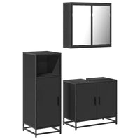 Set Mobili da Bagno 3 pz Nero in Legno Multistrato 3300945