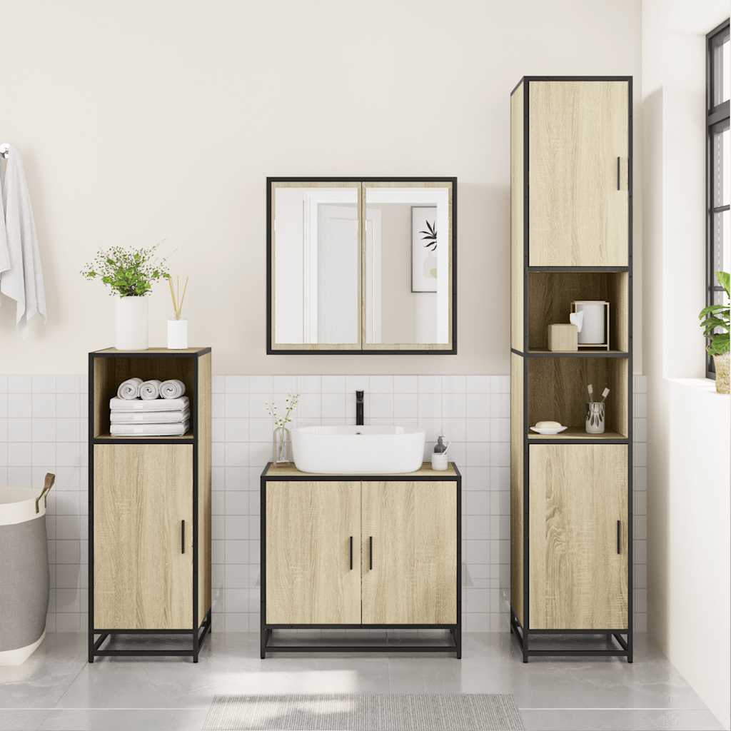 Set Mobili da Bagno 3 pz Rovere Sonoma in Legno Multistrato 3300946