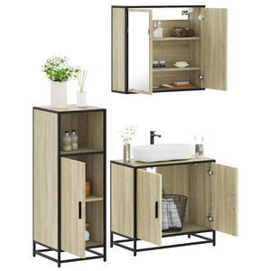 Set Mobili da Bagno 3 pz Rovere Sonoma in Legno Multistrato 3300946
