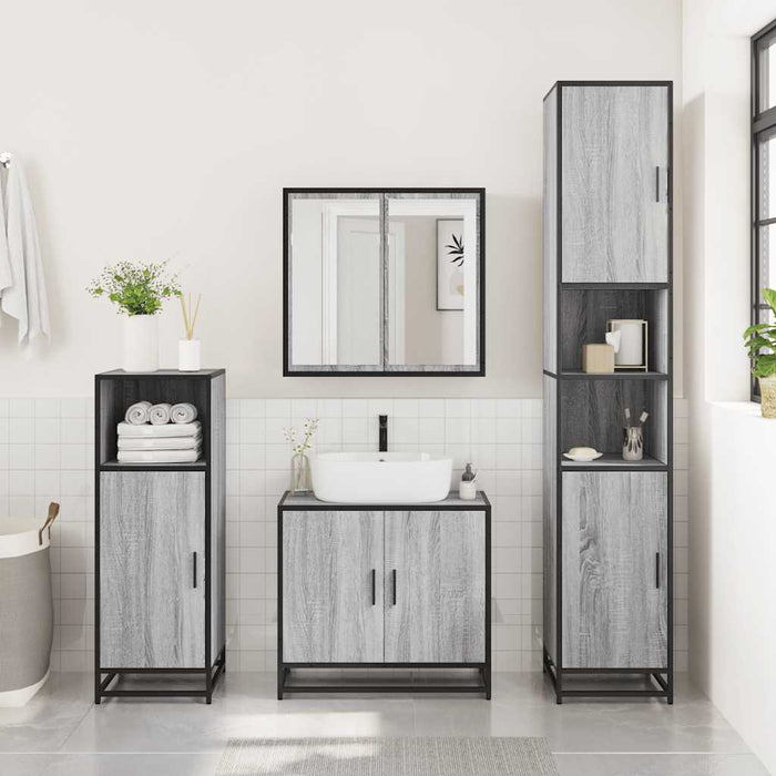 vidaXL Set Mobili da Bagno 3 pz Grigio Sonoma in Legno Multistrato
