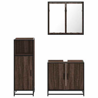 Set Mobili da Bagno 3 pz Rovere Marrone in Legno Multistrato 3300949