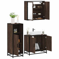 vidaXL Set Mobili da Bagno 3 pz Rovere Marrone in Legno Multistrato