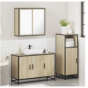 Set Mobili da Bagno 3 pz Rovere Sonoma in Legno Multistrato 3300951