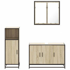 Set Mobili da Bagno 3 pz Rovere Sonoma in Legno Multistrato 3300951
