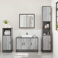 Set Mobili da Bagno 3 pz Grigio Sonoma in Legno Multistrato 3300953
