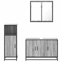 Set Mobili da Bagno 3 pz Grigio Sonoma in Legno Multistrato 3300953