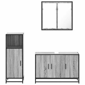 Set Mobili da Bagno 3 pz Grigio Sonoma in Legno Multistrato 3300953