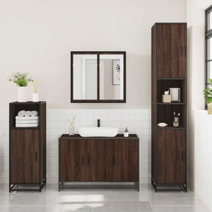 vidaXL Set Mobili da Bagno 3 pz Rovere Marrone in Legno Multistrato