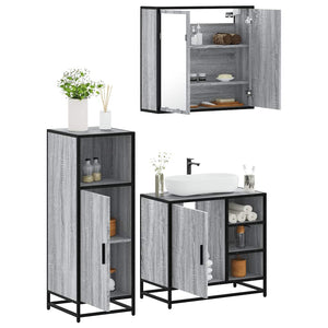 vidaXL Set Mobili da Bagno 3 pz Grigio Sonoma in Legno Multistrato