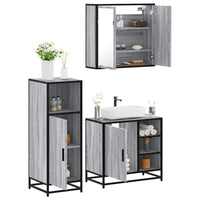 Set Mobili da Bagno 3 pz Grigio Sonoma in Legno Multistrato 3300968