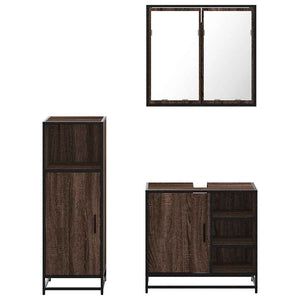 vidaXL Set Mobili da Bagno 3 pz Rovere Marrone in Legno Multistrato