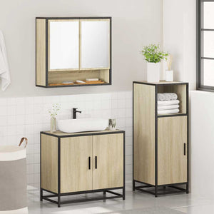 Set Mobili da Bagno 3 pz Rovere Sonoma in Legno Multistrato 3300976
