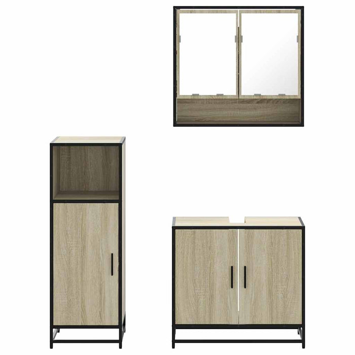 vidaXL Set Mobili da Bagno 3 pz Rovere Sonoma in Legno Multistrato