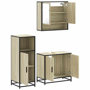Set Mobili da Bagno 3 pz Rovere Sonoma in Legno Multistrato 3300976