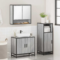Set Mobili da Bagno 3 pz Grigio Sonoma in Legno Multistrato