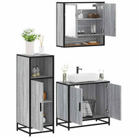 Set Mobili da Bagno 3 pz Grigio Sonoma in Legno Multistrato