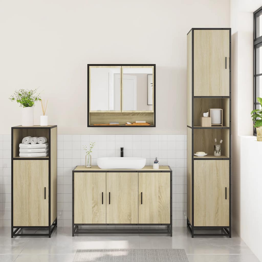 vidaXL Set Mobili da Bagno 3 pz Rovere Sonoma in Legno Multistrato