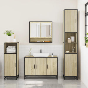 Set Mobili da Bagno 3 pz Rovere Sonoma in Legno Multistrato 3300981