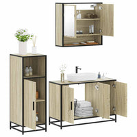 Set Mobili da Bagno 3 pz Rovere Sonoma in Legno Multistrato 3300981