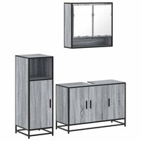 vidaXL Set Mobili da Bagno 3 pz Grigio Sonoma in Legno Multistrato