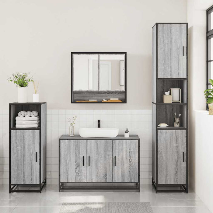 vidaXL Set Mobili da Bagno 3 pz Grigio Sonoma in Legno Multistrato