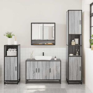 Set Mobili da Bagno 3 pz Grigio Sonoma in Legno Multistrato 3300983