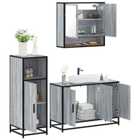vidaXL Set Mobili da Bagno 3 pz Grigio Sonoma in Legno Multistrato