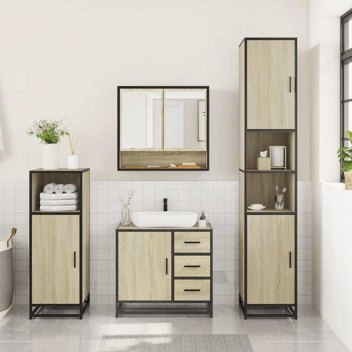 Set Mobili da Bagno 3 pz Rovere Sonoma in Legno Multistrato 3300986