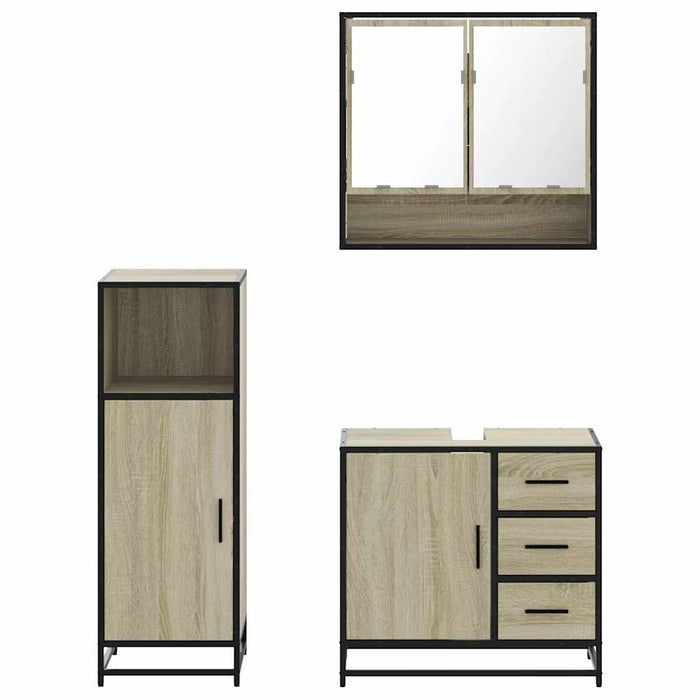 Set Mobili da Bagno 3 pz Rovere Sonoma in Legno Multistrato 3300986