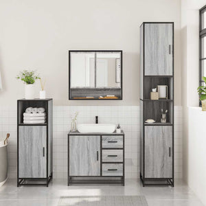 vidaXL Set Mobili da Bagno 3 pz Grigio Sonoma in Legno Multistrato