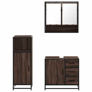 vidaXL Set Mobili da Bagno 3 pz Rovere Marrone in Legno Multistrato