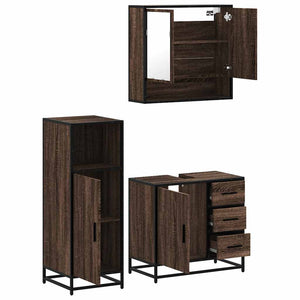 vidaXL Set Mobili da Bagno 3 pz Rovere Marrone in Legno Multistrato
