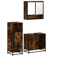 Set Mobili da Bagno 3 pz Rovere Fumo in Legno Multistrato 3300997