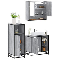 Set Mobili da Bagno 3 pz Grigio Sonoma in Legno Multistrato