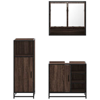 Set Mobili da Bagno 3 pz Rovere Marrone in Legno Multistrato 3300999