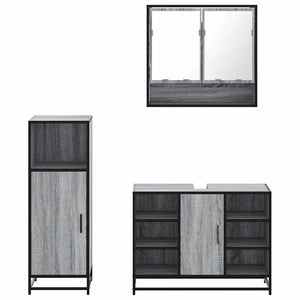 Set Mobili da Bagno 3 pz Grigio Sonoma in Legno Multistrato 3301003