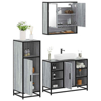 Set Mobili da Bagno 3 pz Grigio Sonoma in Legno Multistrato 3301003