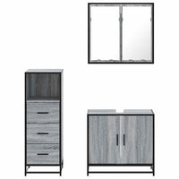 vidaXL Set Mobili da Bagno 3 pz Grigio Sonoma in Legno Multistrato