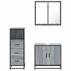 vidaXL Set Mobili da Bagno 3 pz Grigio Sonoma in Legno Multistrato