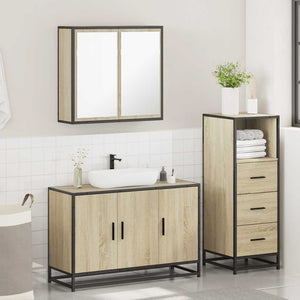 Set Mobili da Bagno 3 pz Rovere Sonoma in Legno Multistrato 3301011