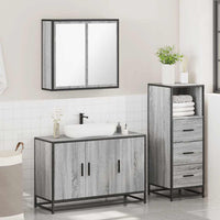 Set Mobili da Bagno 3 pz Grigio Sonoma in Legno Multistrato 3301013