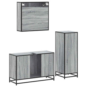 Set Mobili da Bagno 3 pz Grigio Sonoma in Legno Multistrato 3301013