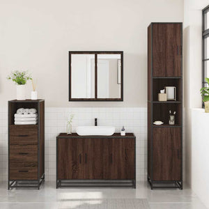 vidaXL Set Mobili da Bagno 3 pz Rovere Marrone in Legno Multistrato