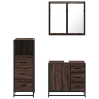 Set Mobili da Bagno 3 pz Rovere Marrone in Legno Multistrato 3301019