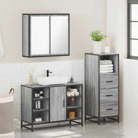 Set Mobili da Bagno 3 pz Grigio Sonoma in Legno Multistrato 3301033