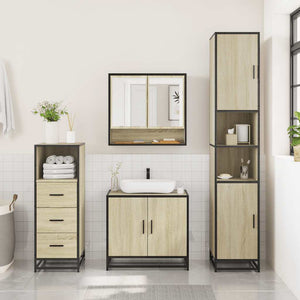 vidaXL Set Mobili da Bagno 3 pz Rovere Sonoma in Legno Multistrato